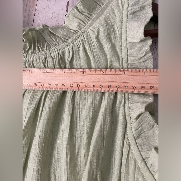 Chembery Light Green Tiered Midi Sundress with Flutter Sleeves - Picture 4 of 5